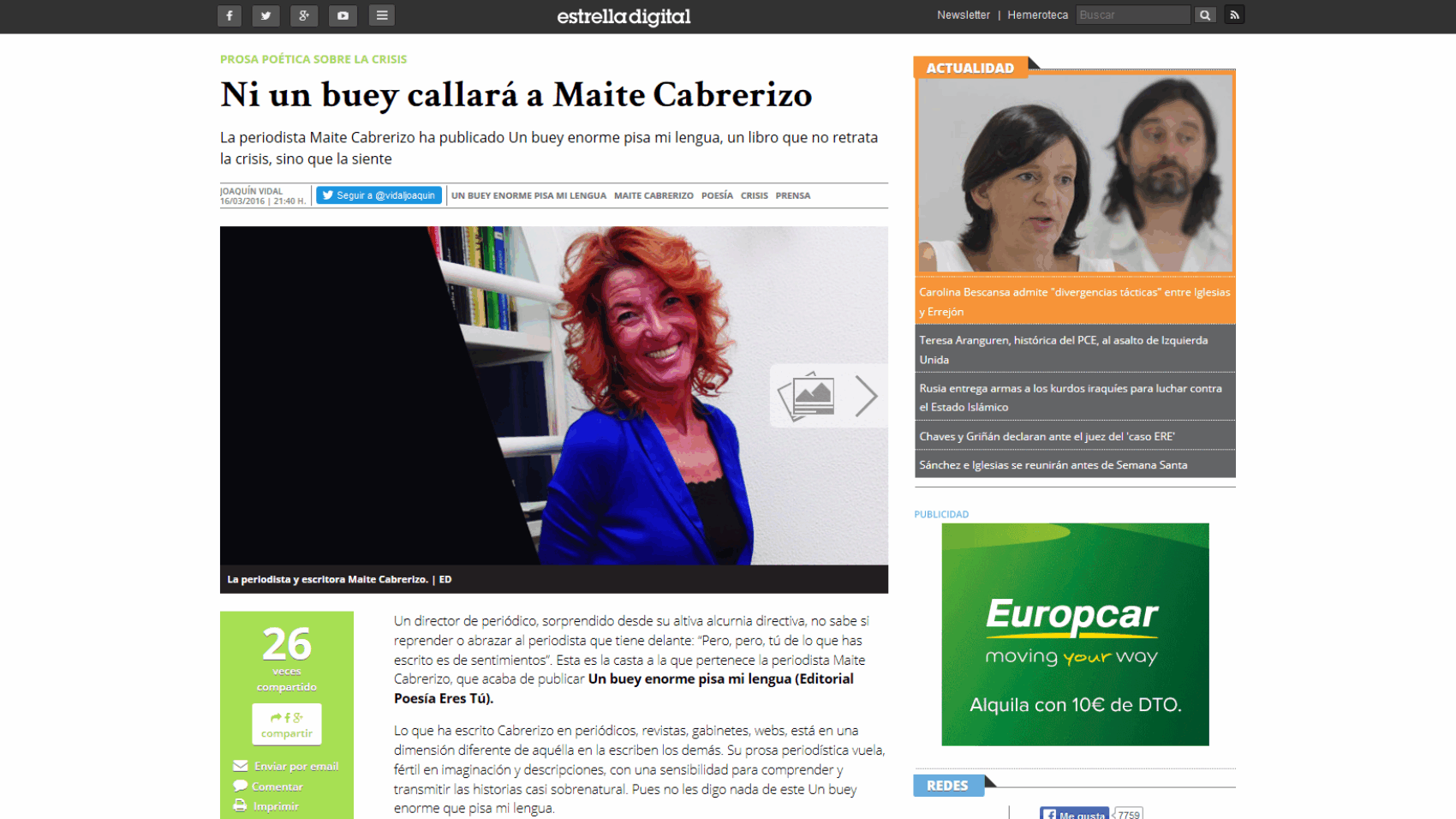 Ni un buey callará a Maite Cabrerizo