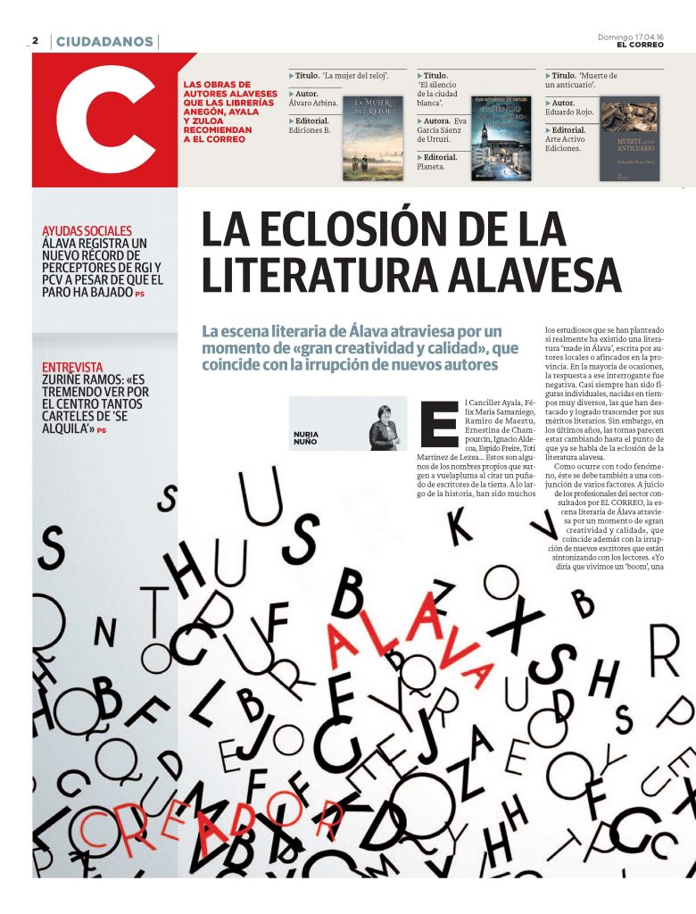 Ciudadanos: LA ECLOSIÓN DE LA LITERATURA ALAVESA