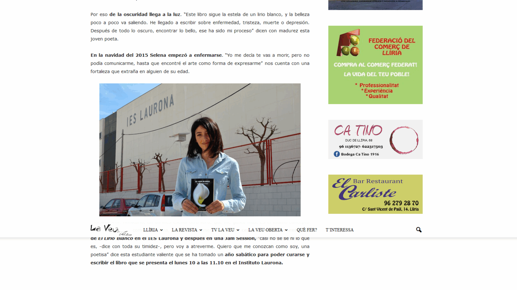Selena Marrero La poesía ha sido mi salvación La Veu de Llíria