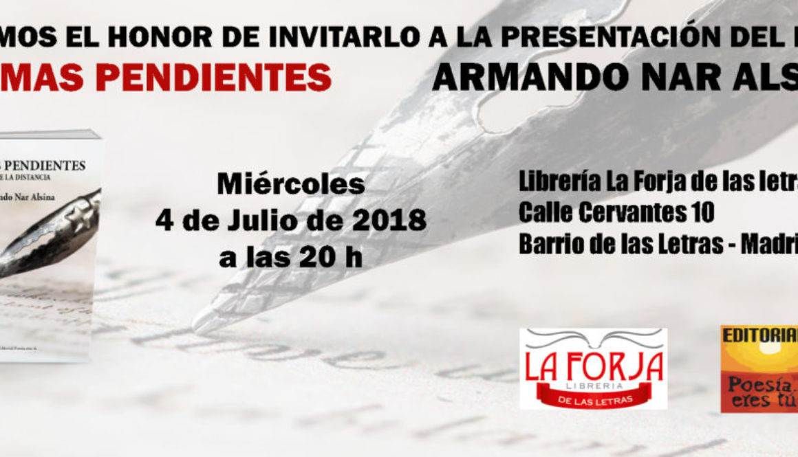 Poemas pendientes: Miercoles 4 de Julio de 2018. Librería La forja de las letras.